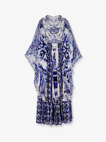 Silk long dress with Maiolica print thumbnail