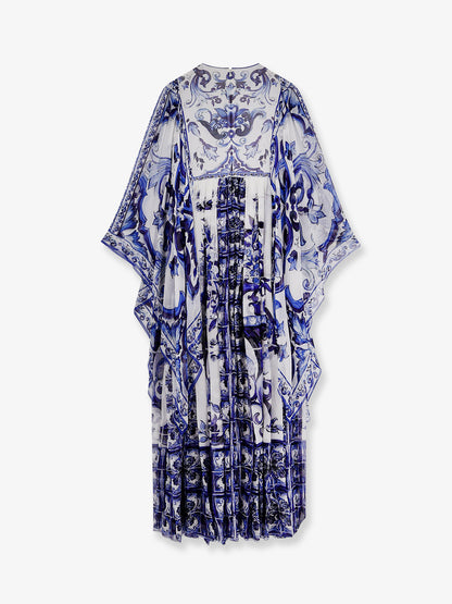 Silk long dress with Maiolica print thumbnail