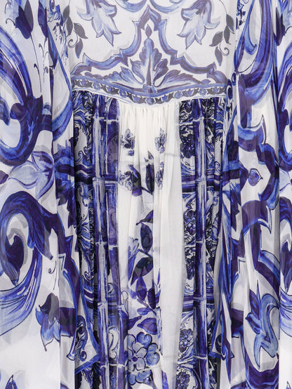 Silk long dress with Maiolica print thumbnail