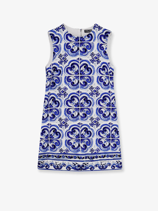 Cotton and viscose dress with Maiolica print