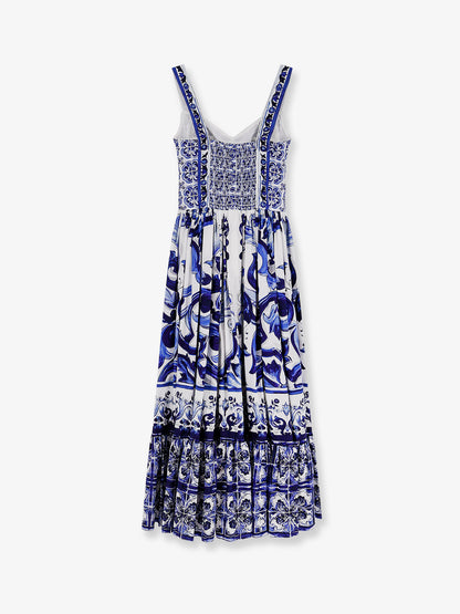 Cotton long dress with Maiolica print thumbnail