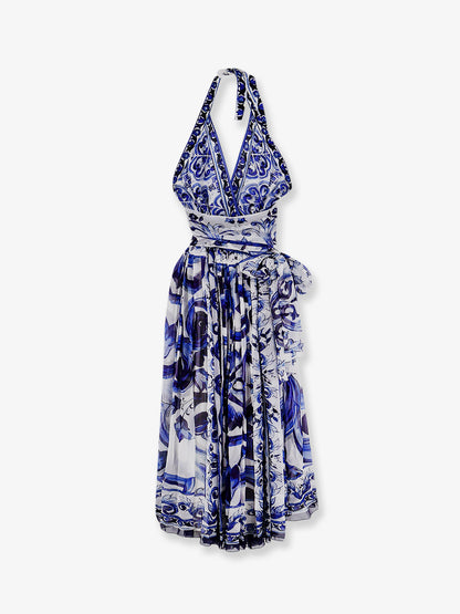 Silk long dress with Maiolica print thumbnail