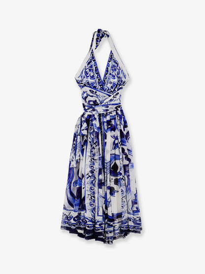 Silk long dress with Maiolica print thumbnail