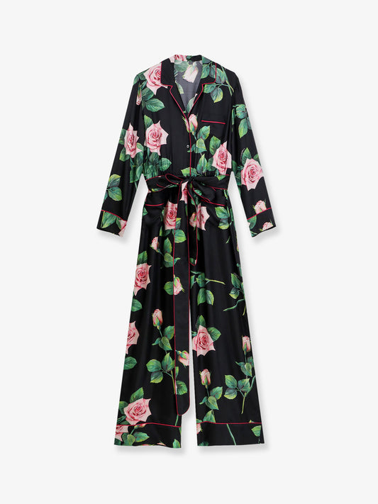 Silk jumpsuit with iconic print