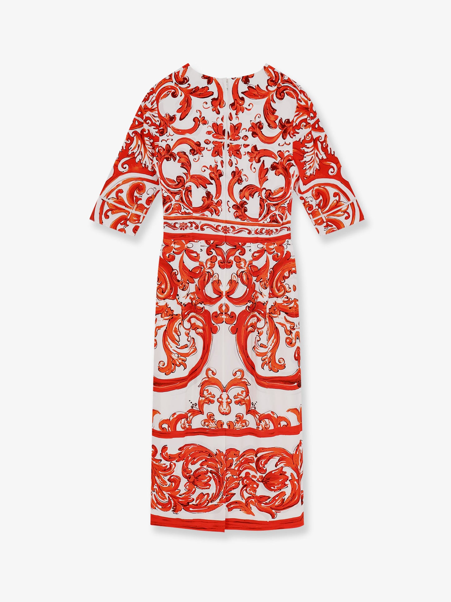 Silk long dress with Maiolica print