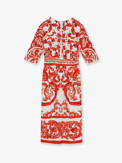 Silk long dress with Maiolica print thumbnail