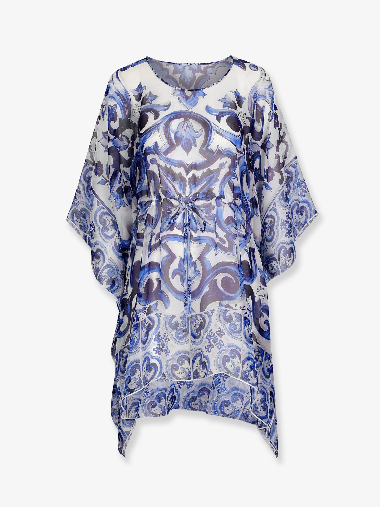 Chiffon kaftan with Maiolica print