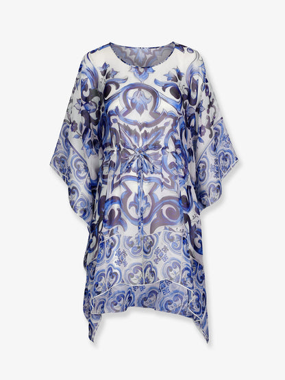 Chiffon kaftan with Maiolica print thumbnail