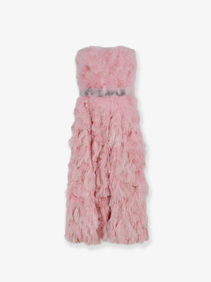 Silk long dress with feathers thumbnail