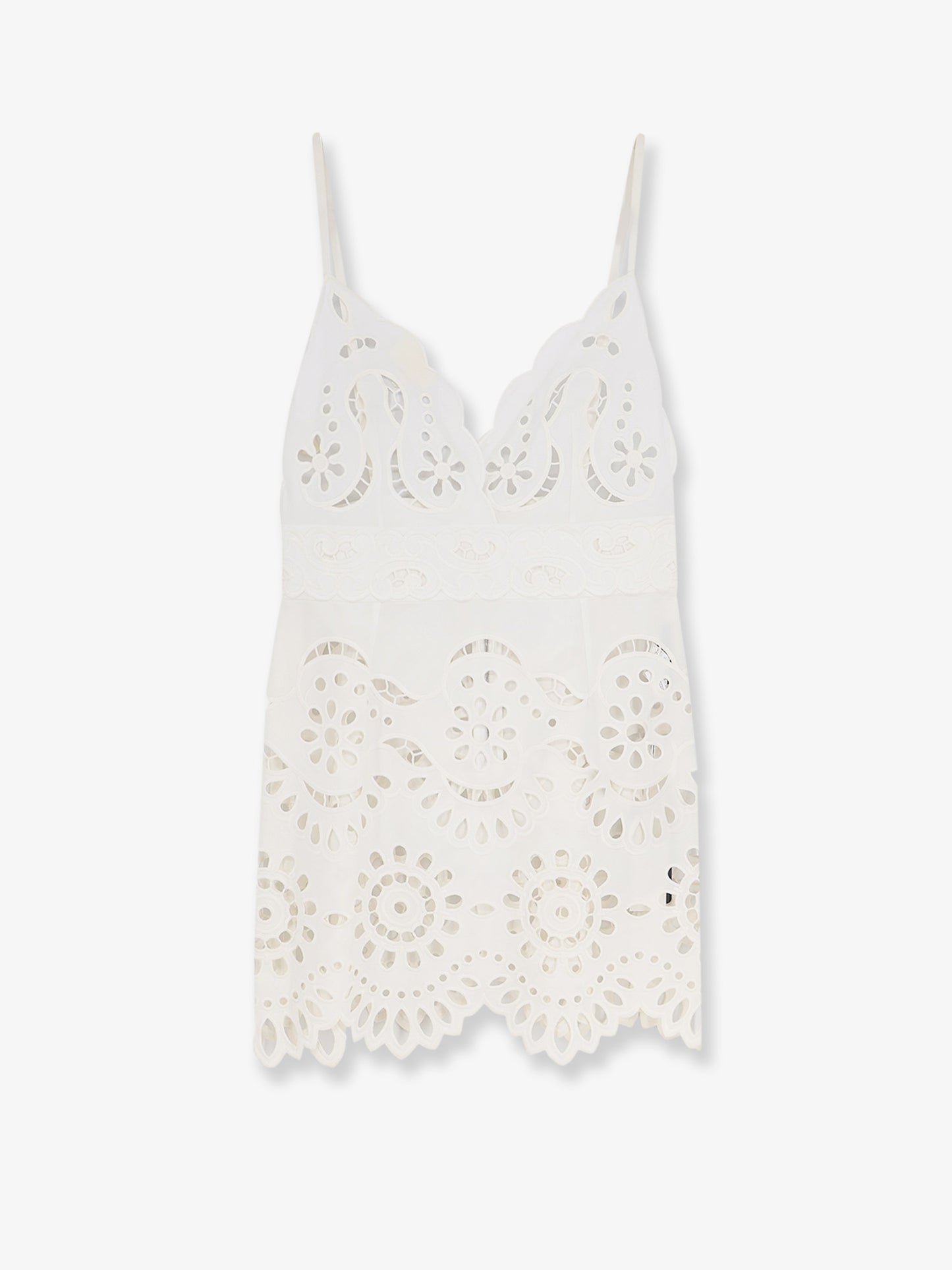 Poplin mini dress with cut out embroidery