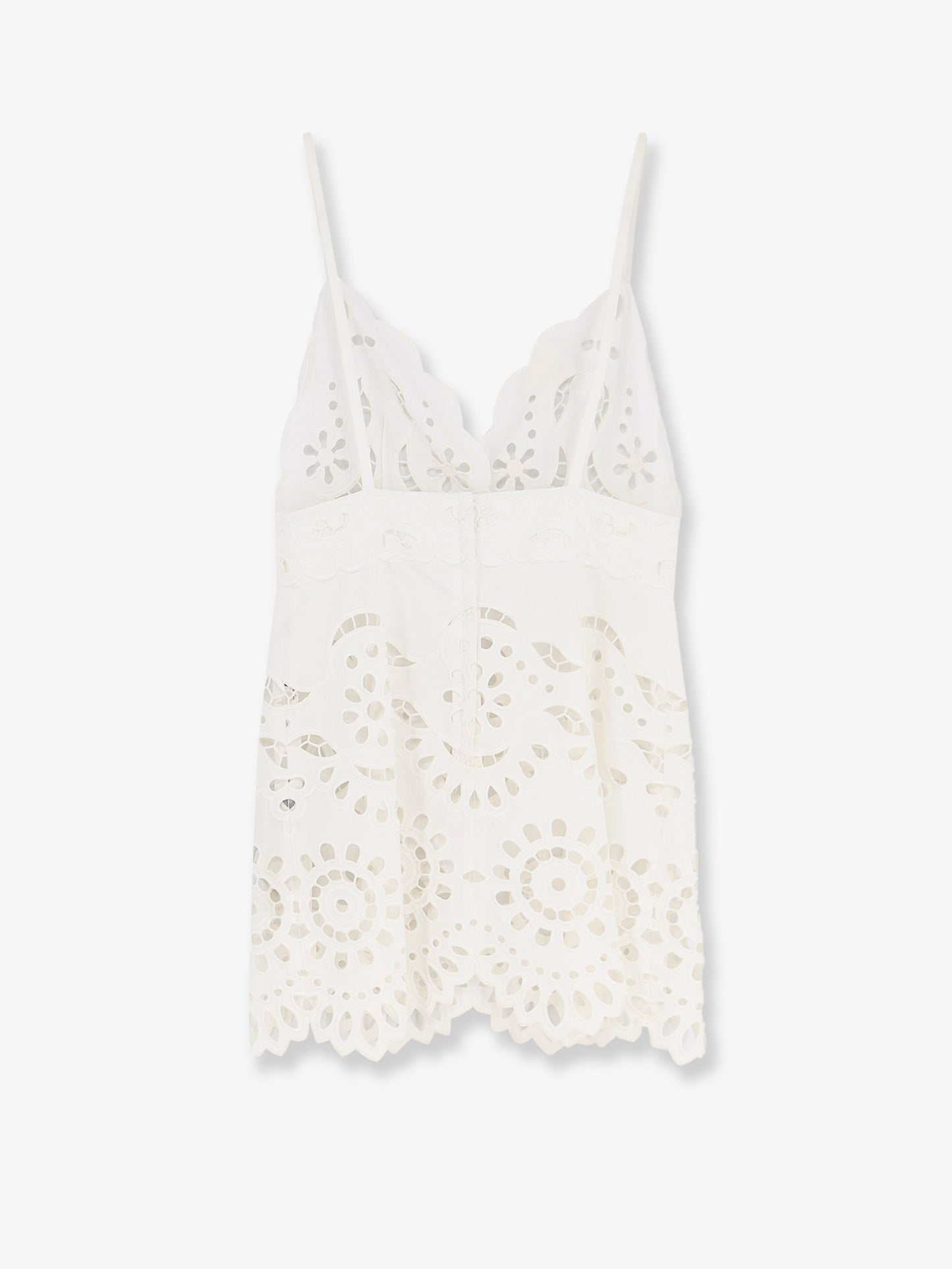 Poplin mini dress with cut out embroidery