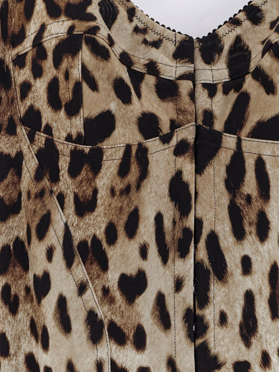 Stretch fabric long dress with animal print
