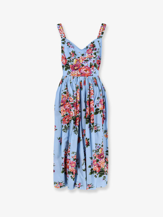 Cotton dress with Bouquet Flowers print
