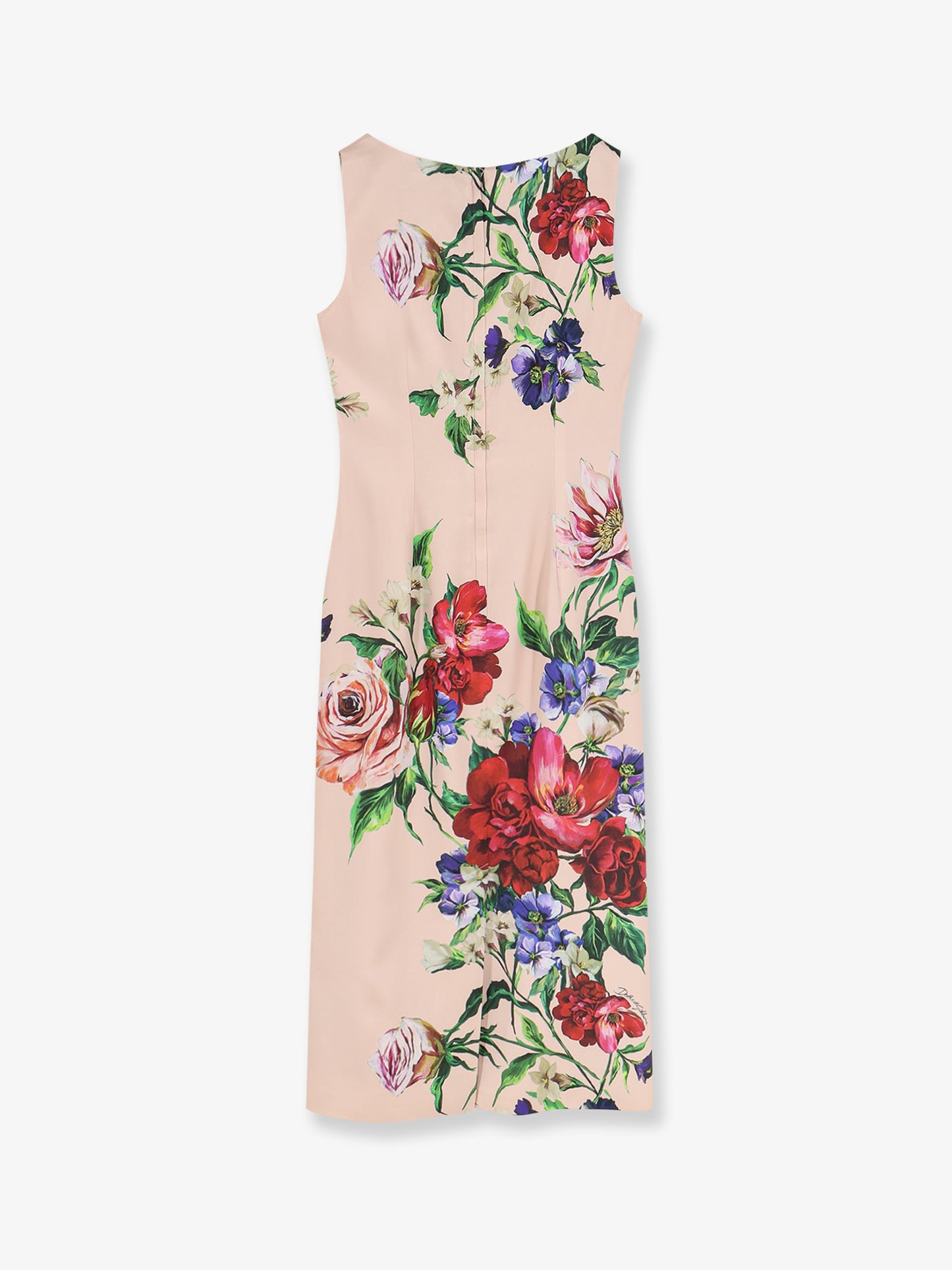 Satin longuette dress with Fiori print