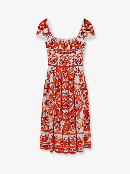 Cotton long dress with Maiolica print thumbnail