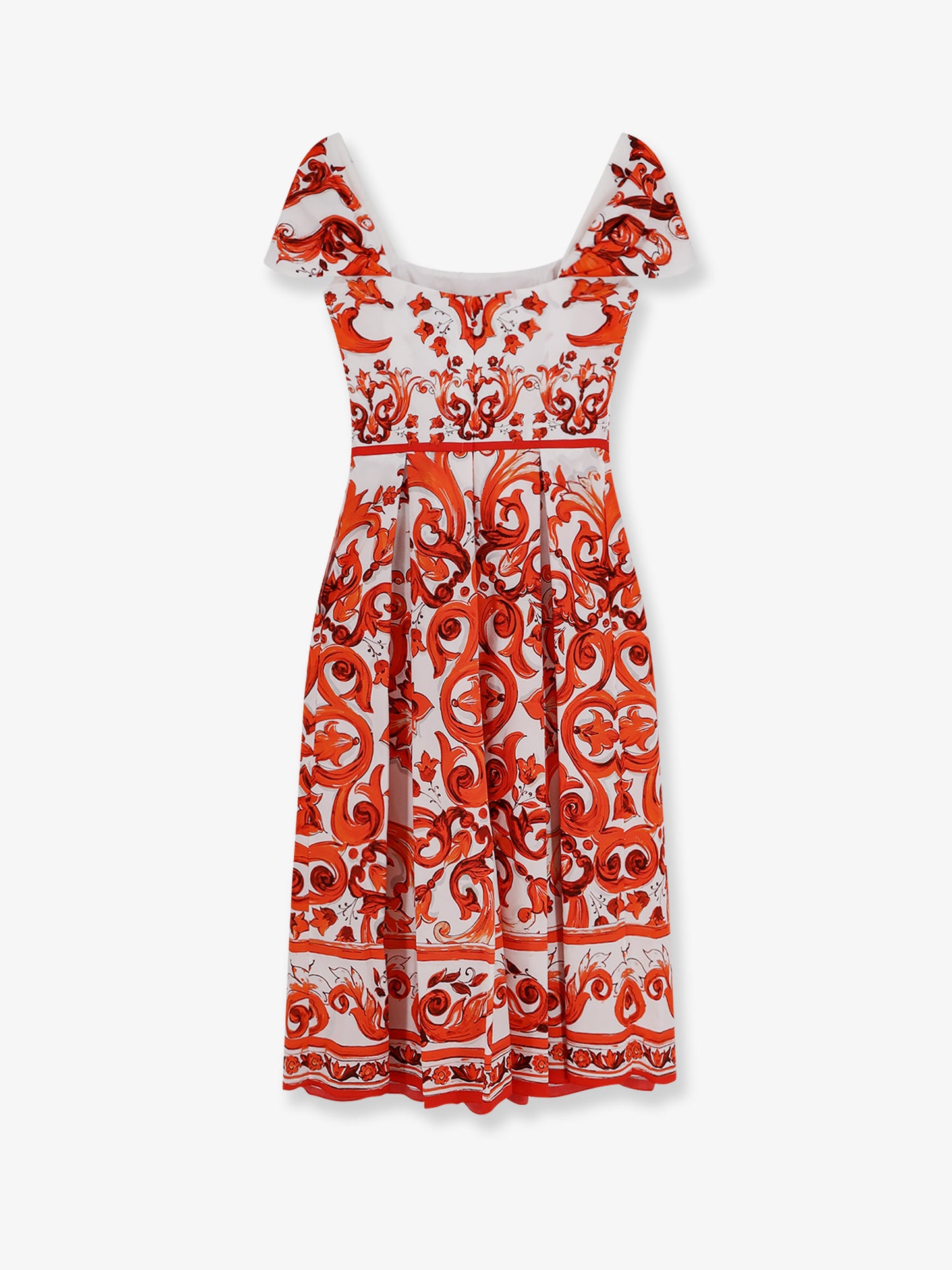 Cotton long dress with Maiolica print