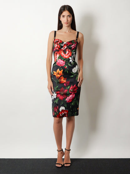 Satin dress with floral print thumbnail