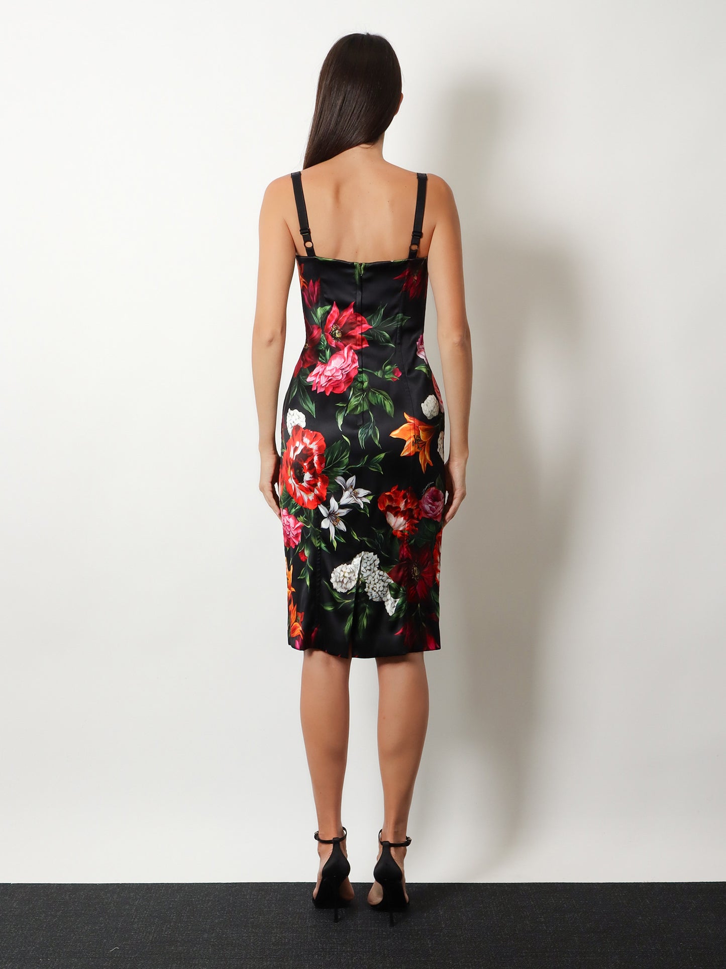 Satin dress with floral print