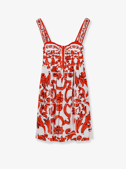 Cotton dress with Maiolica print