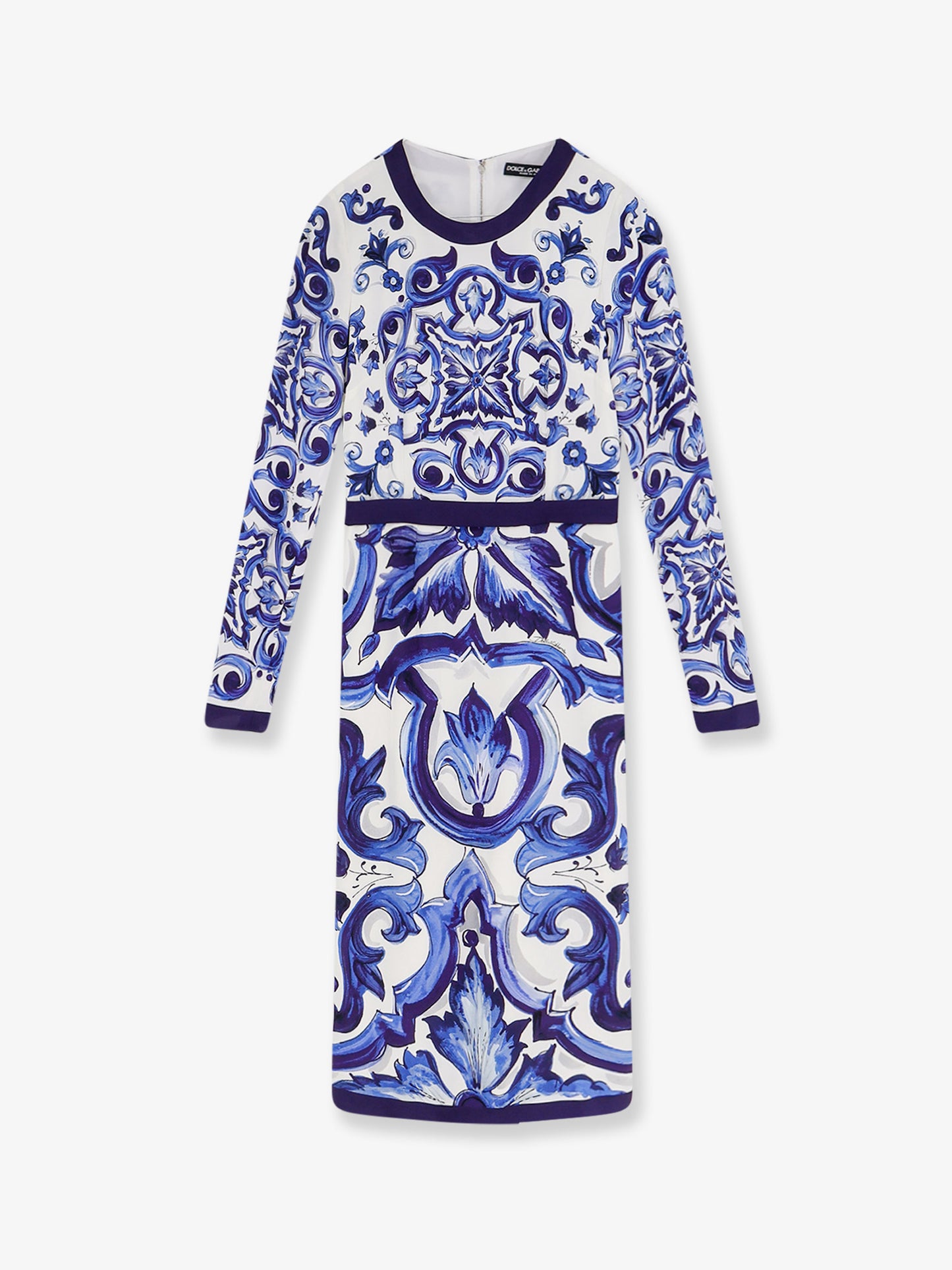 Silk blend dress with Maiolica print