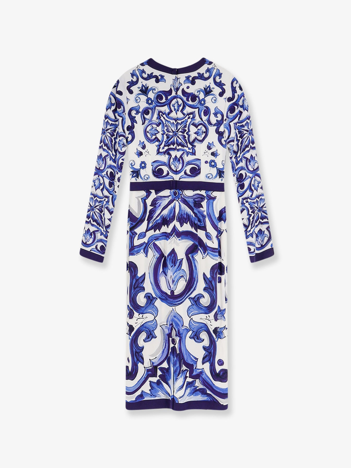 Silk blend dress with Maiolica print