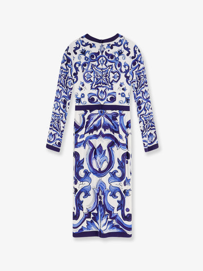Silk blend dress with Maiolica print thumbnail