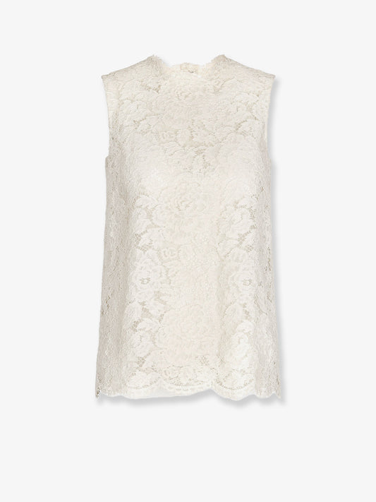 Logoed stretch lace top