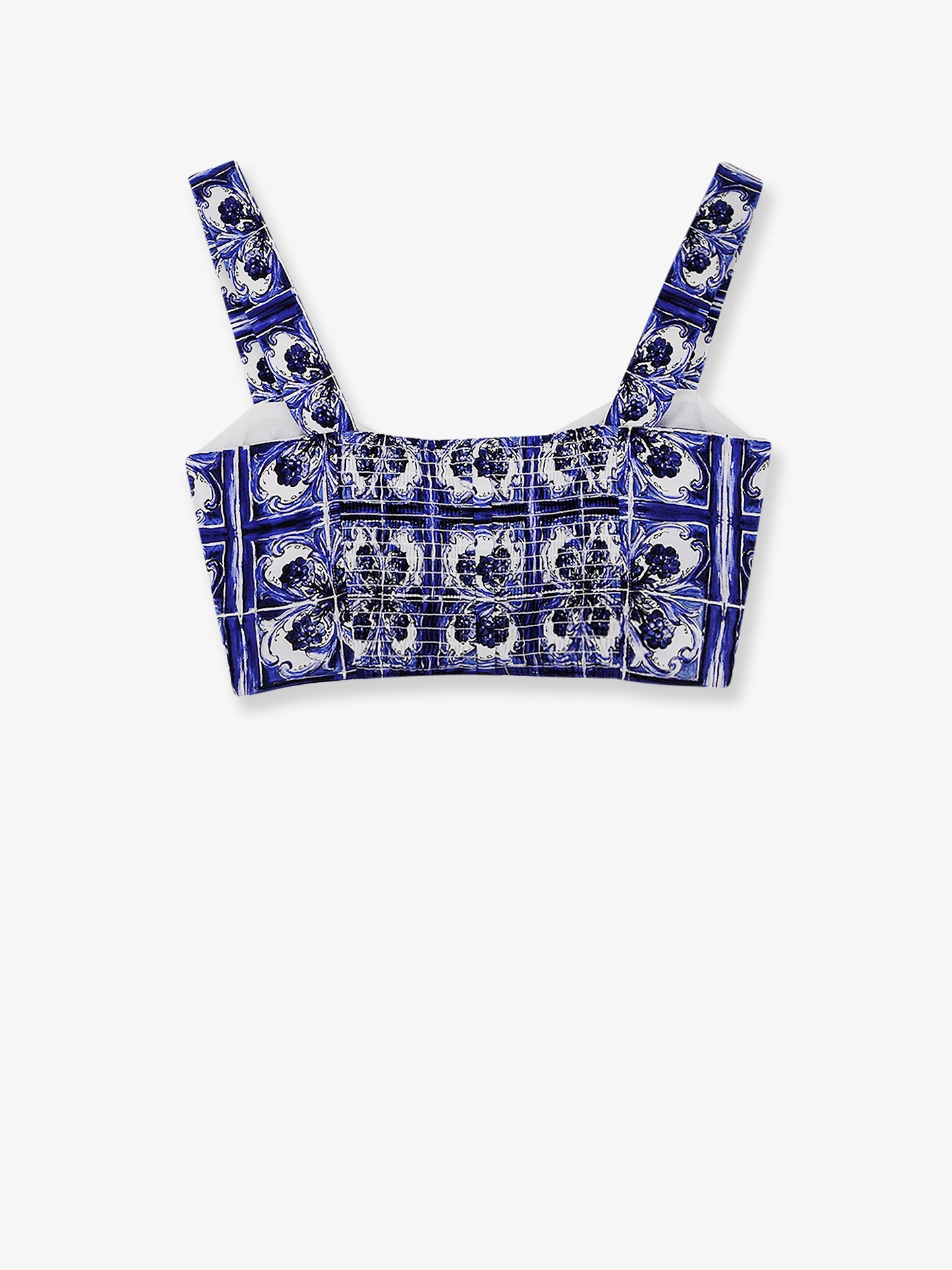 Top Cropped in cotone con stampa Maiolica