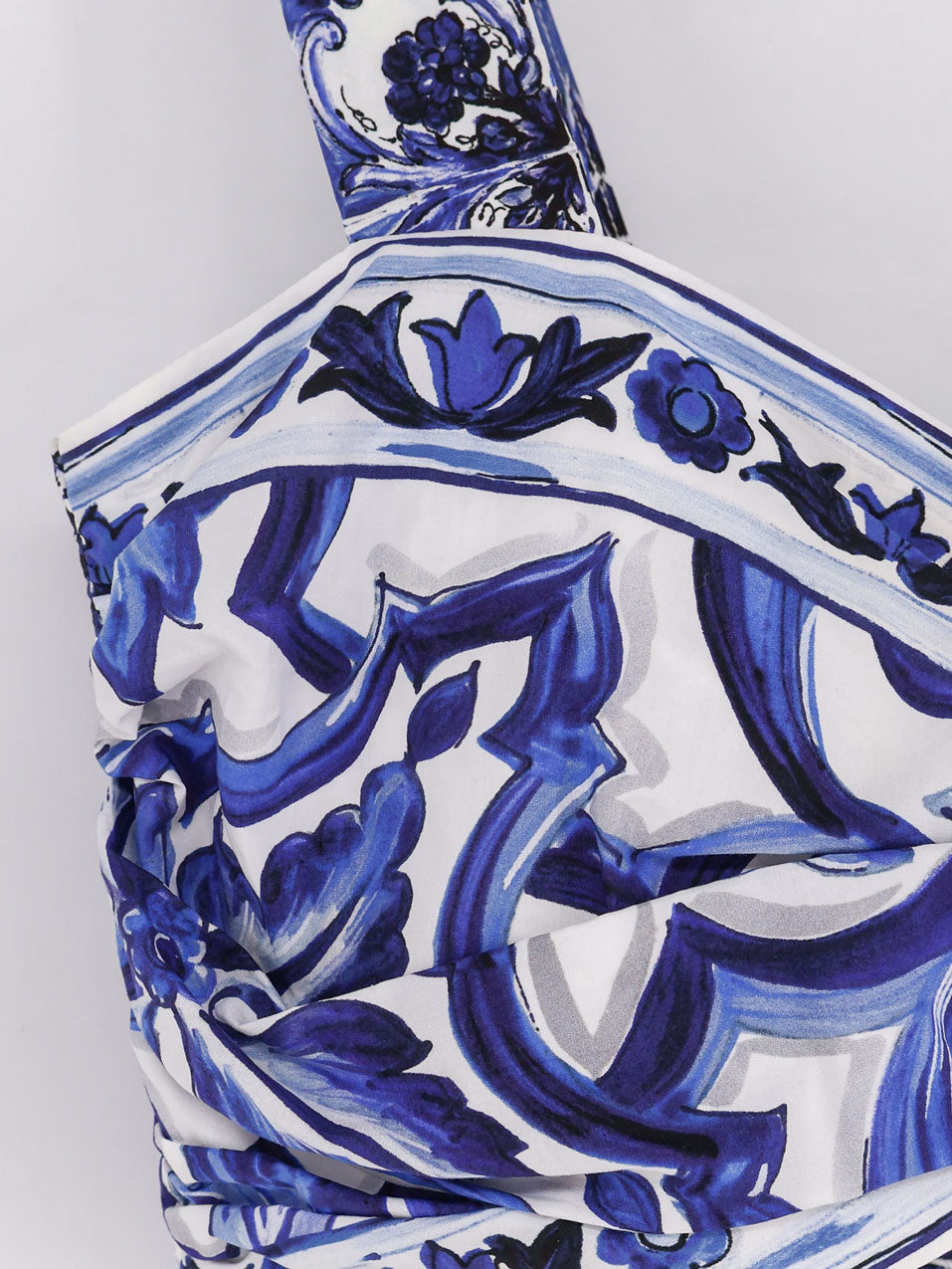 Top Cropped in cotone con stampa Maiolica