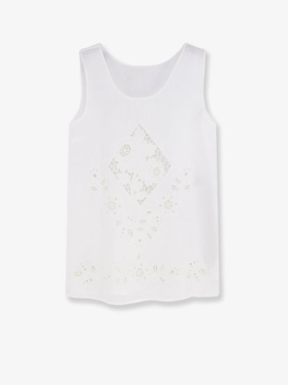 Linen top with floral embroideries thumbnail