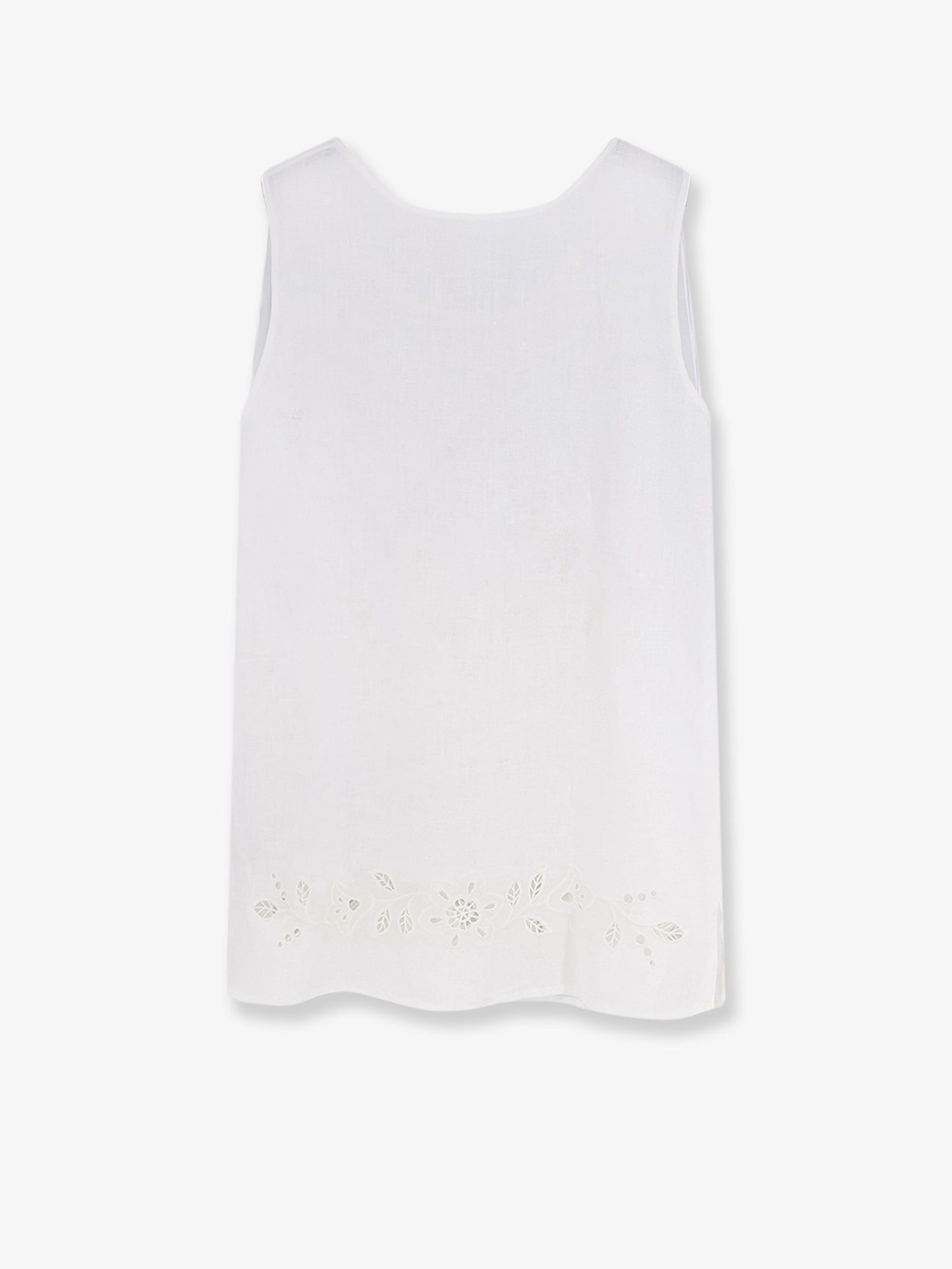 Linen top with floral embroideries