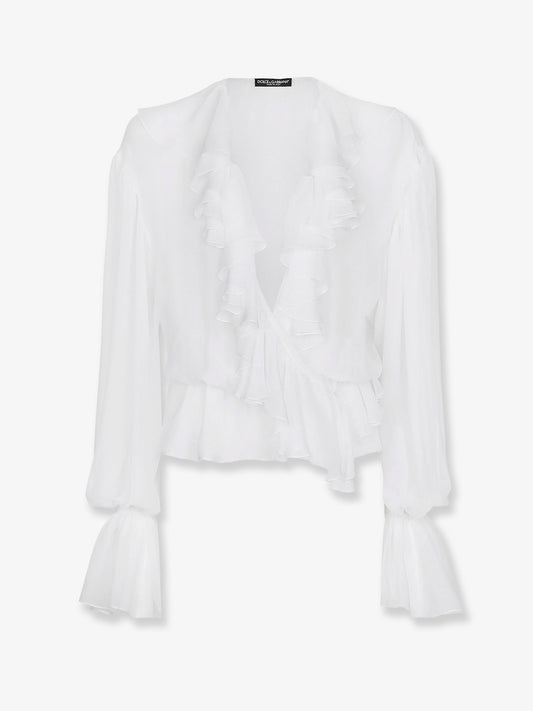 Chiffon shirt with volant