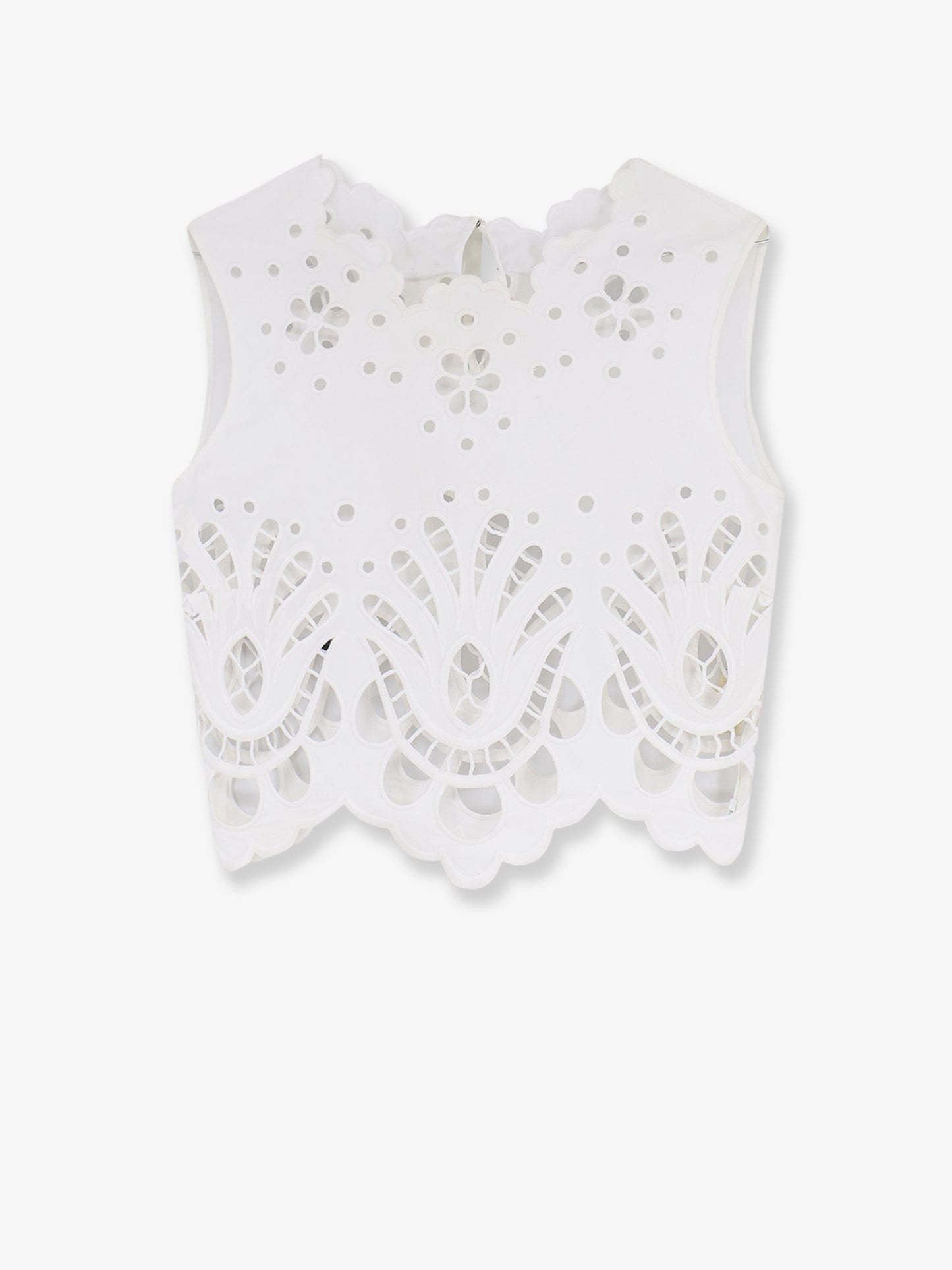 Cotton crop top with cut-out embroidery