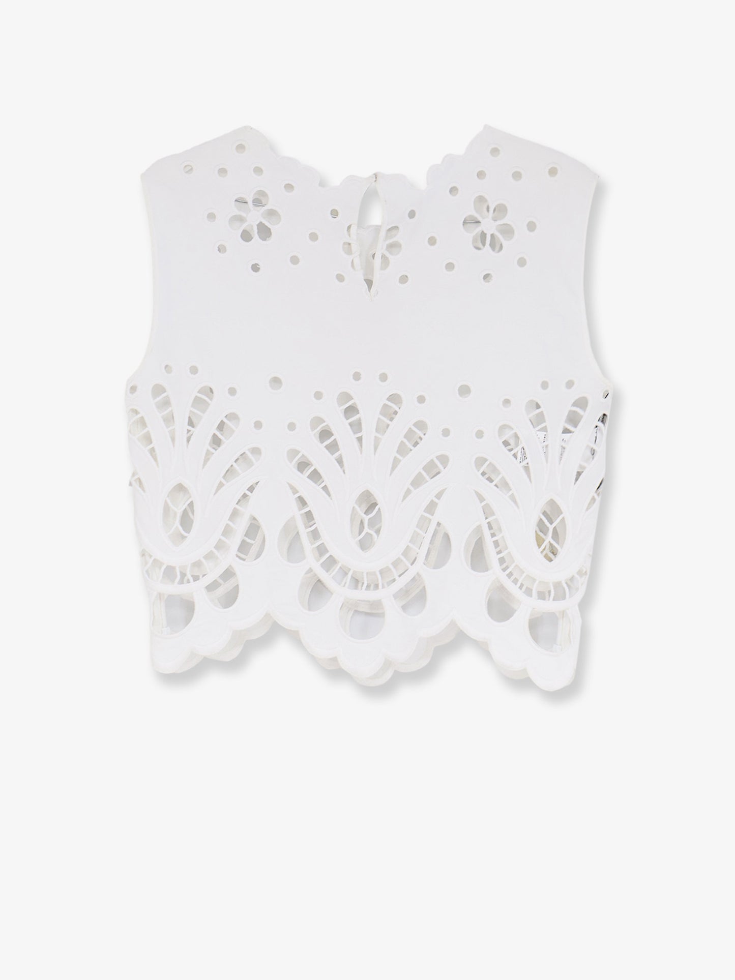 Cotton crop top with cut-out embroidery
