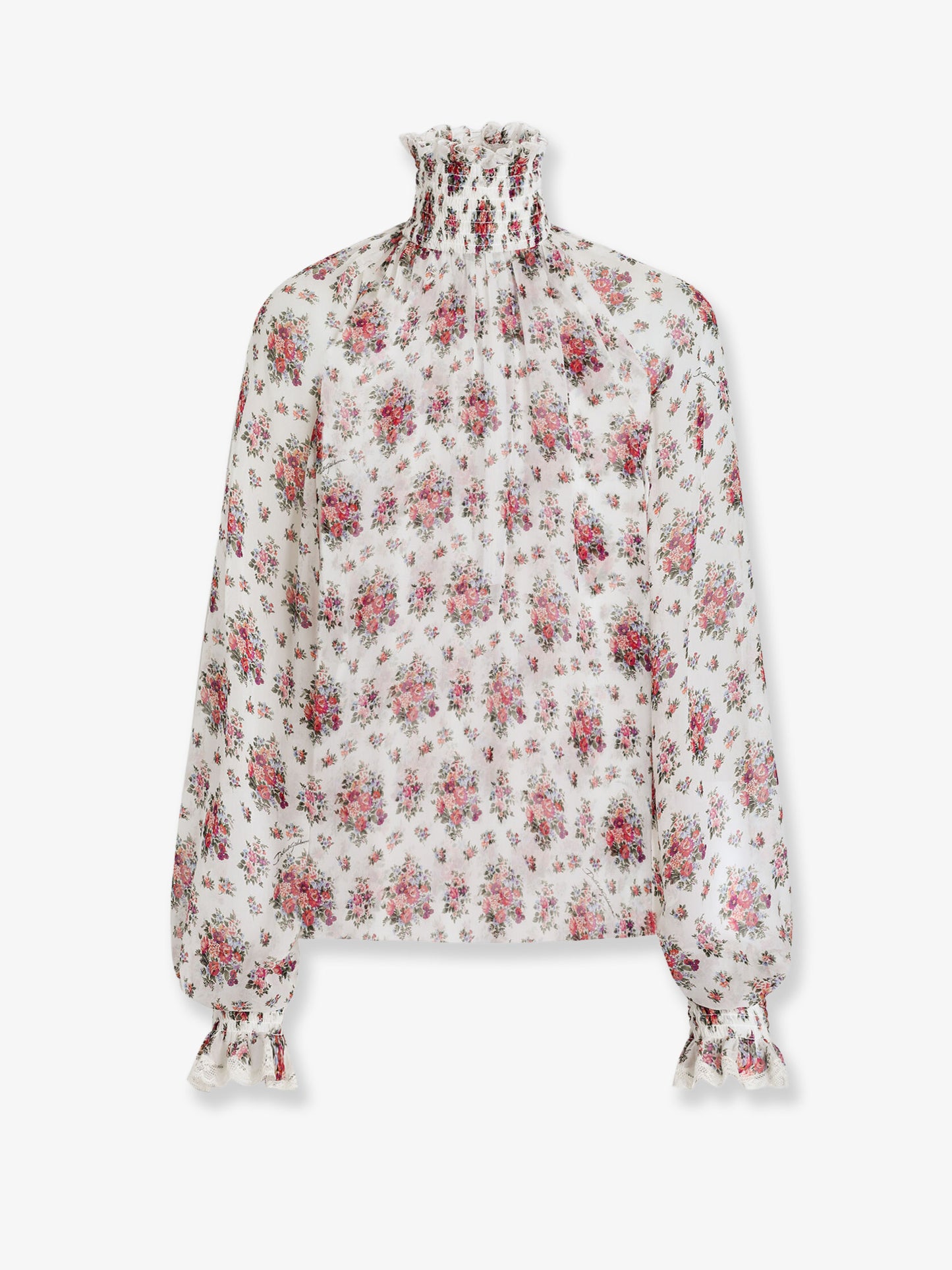 Camicia in chiffon con stampa Mazzolini di Fiori