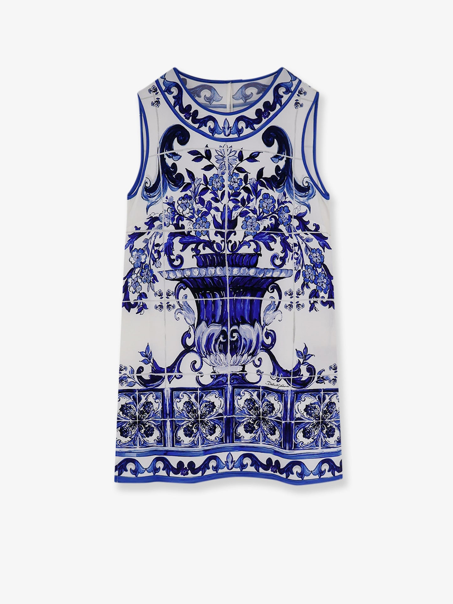 Top in seta con stampa Maiolica