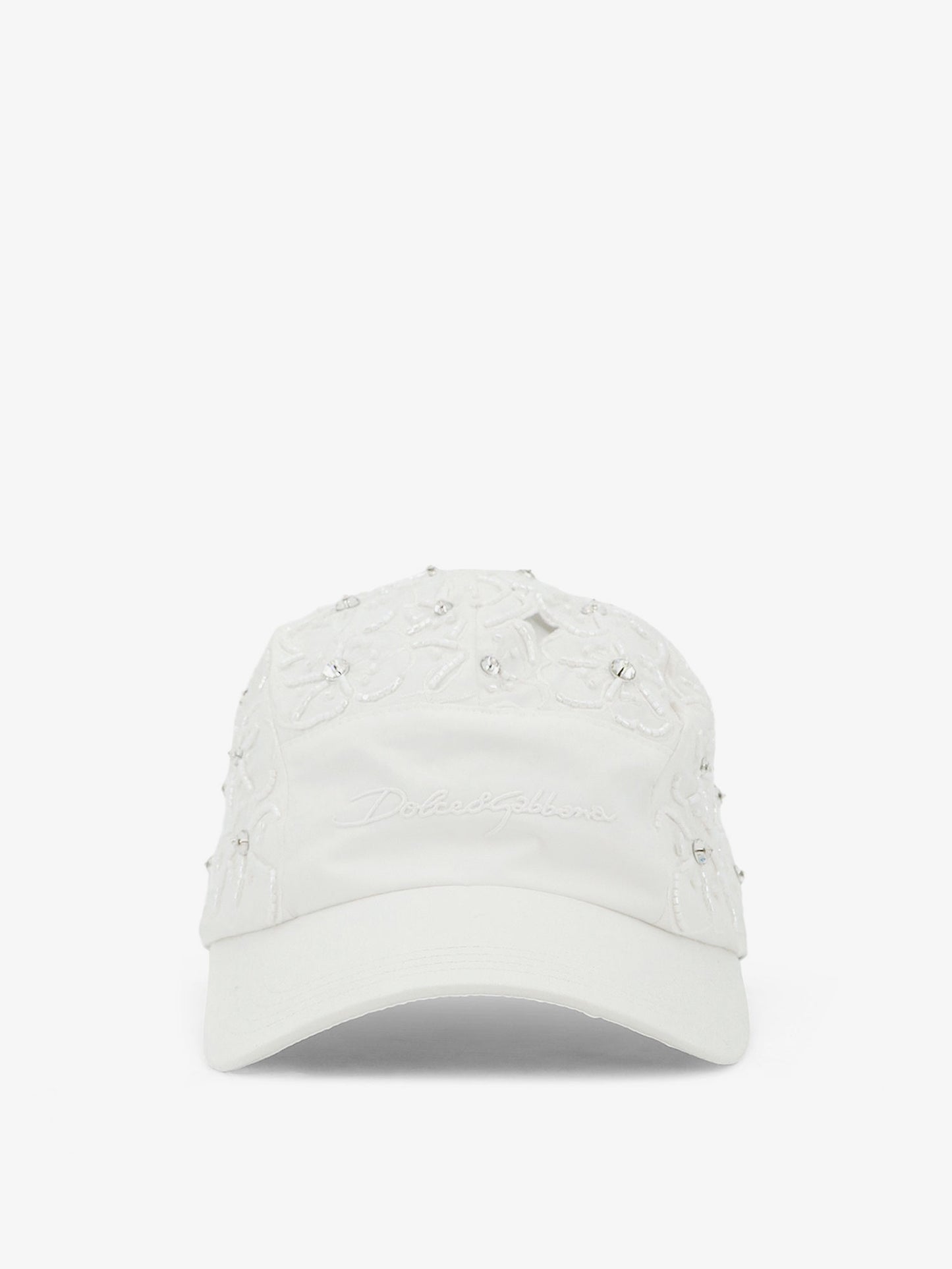 Cotton hat with all-over floral embroidery