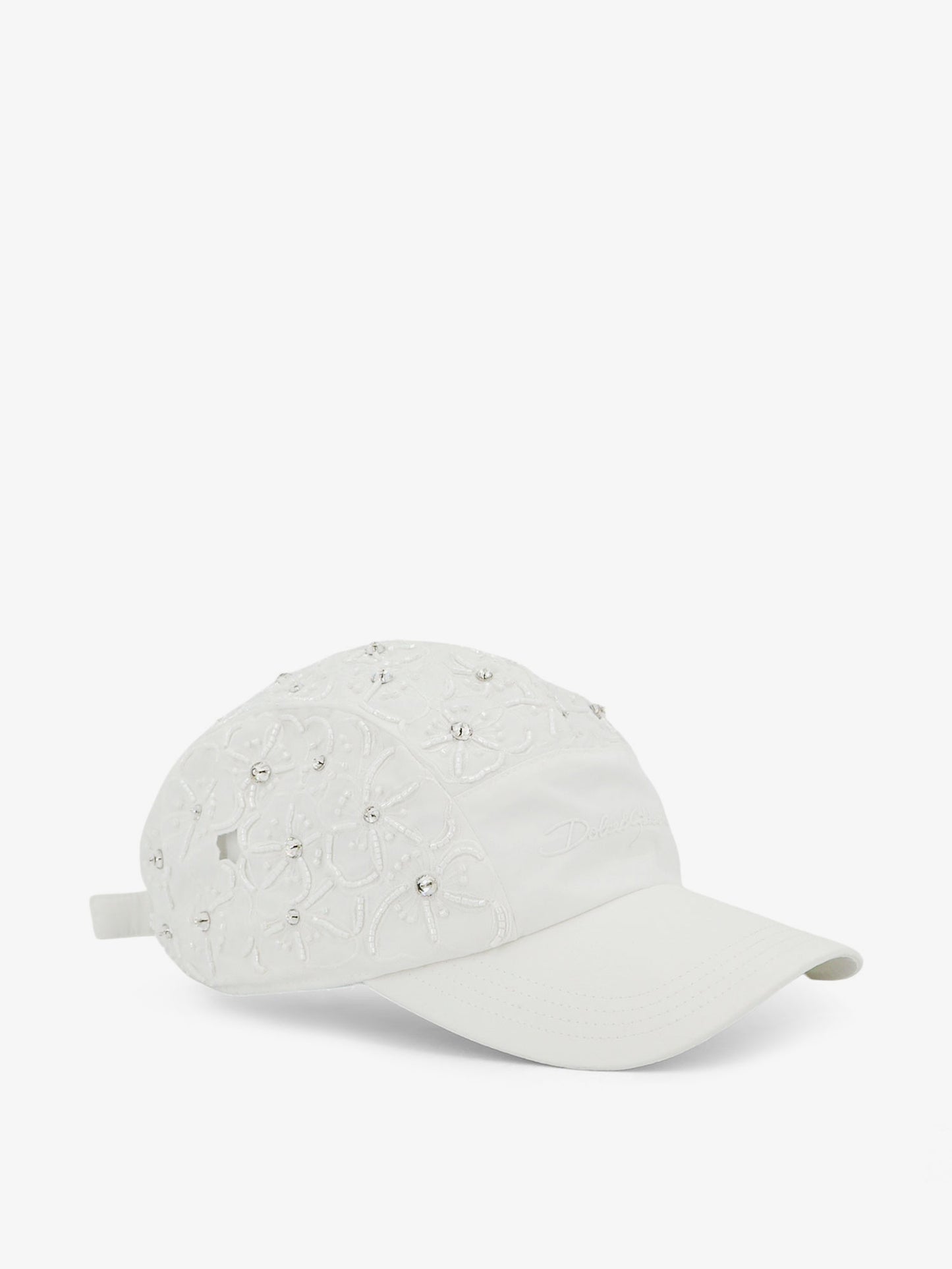 Cotton hat with all-over floral embroidery
