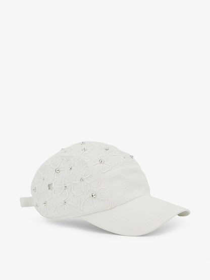 Cotton hat with all-over floral embroidery thumbnail
