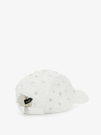Cotton hat with all-over floral embroidery thumbnail
