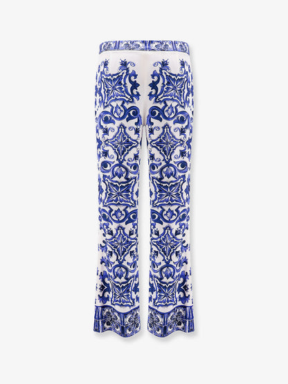 Silk trousers with majolica print thumbnail