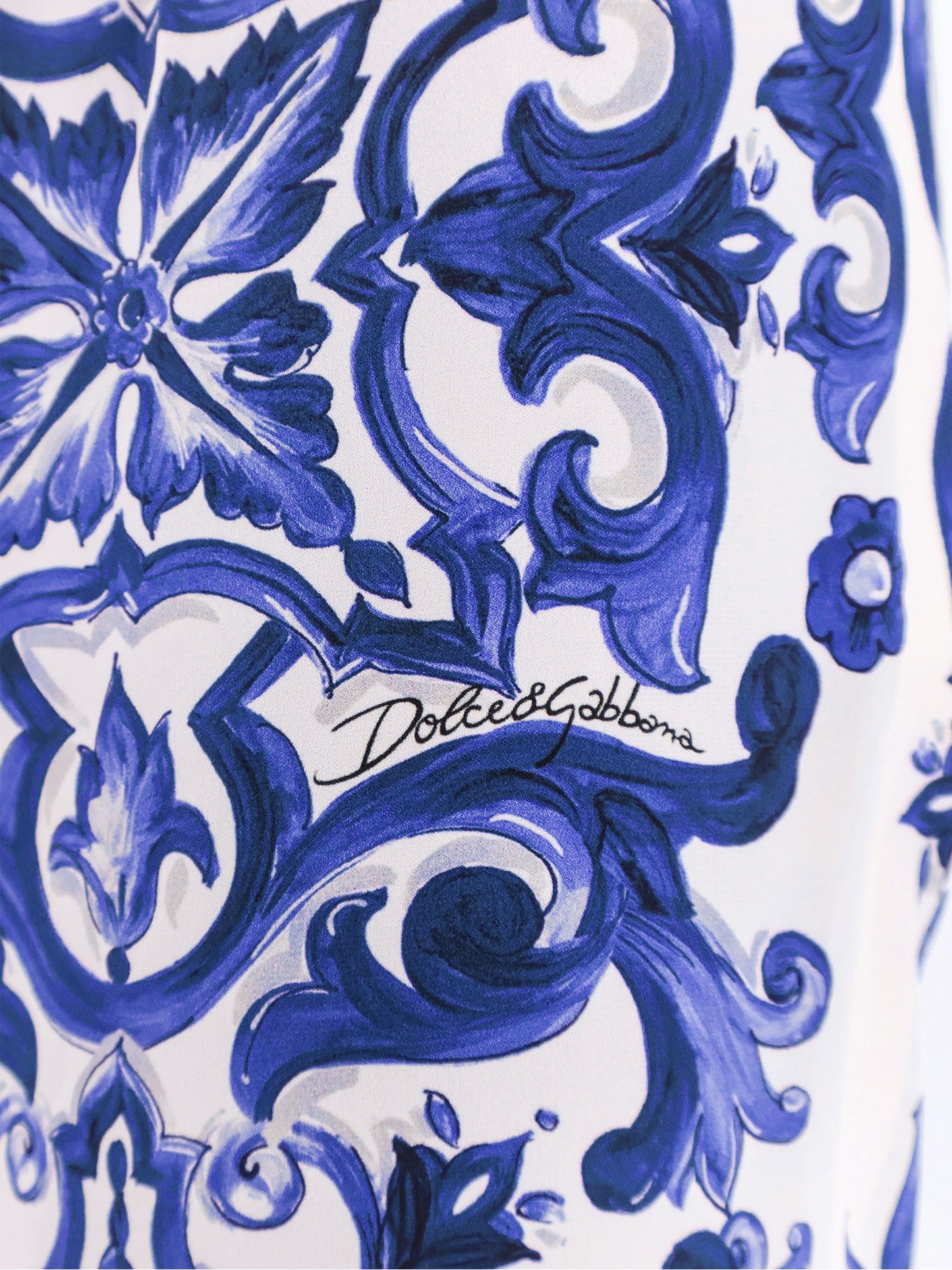 Silk trousers with majolica print