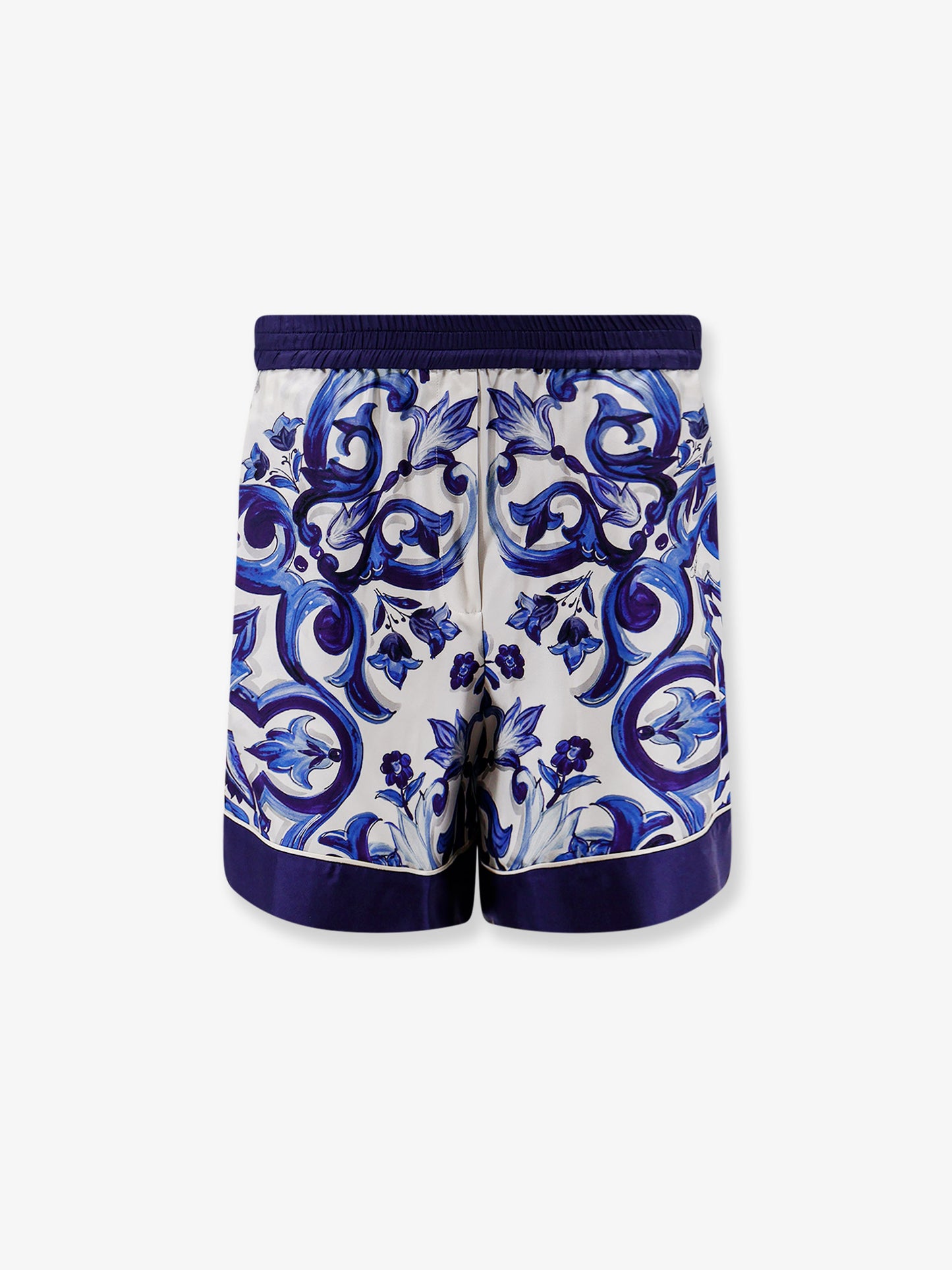 Silk shorts with Maiolica print