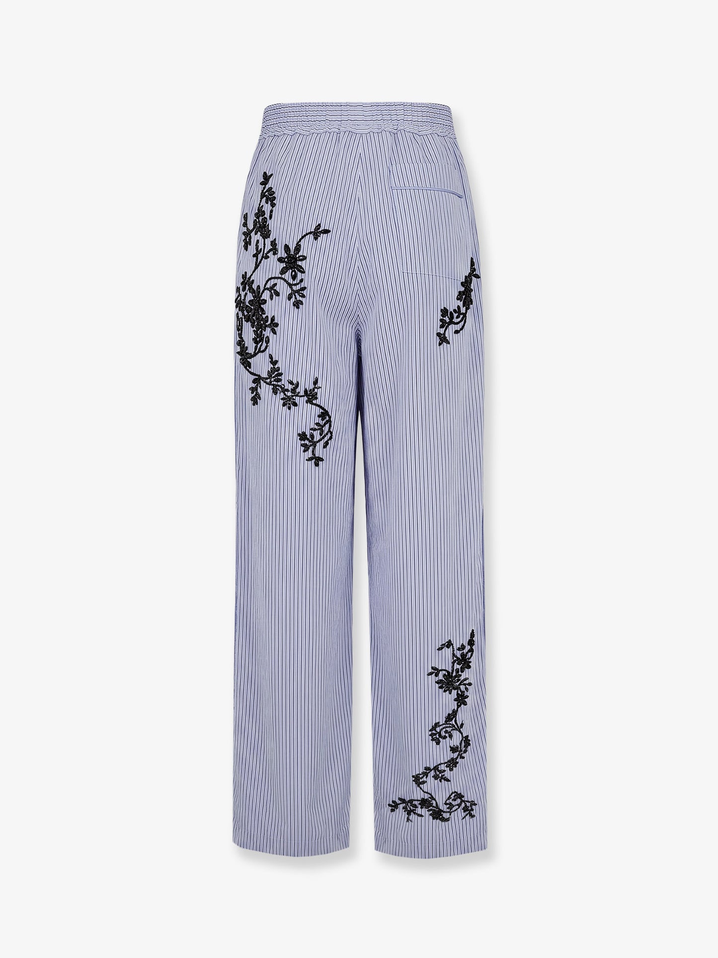Cotton and silk blend trousers with embroidered flowers