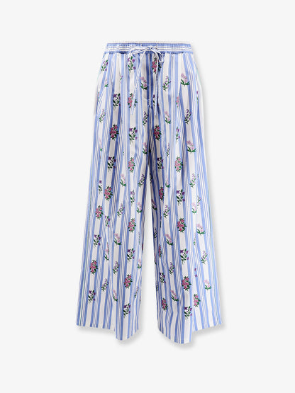 Poplin trousers with multicolor embroidery thumbnail