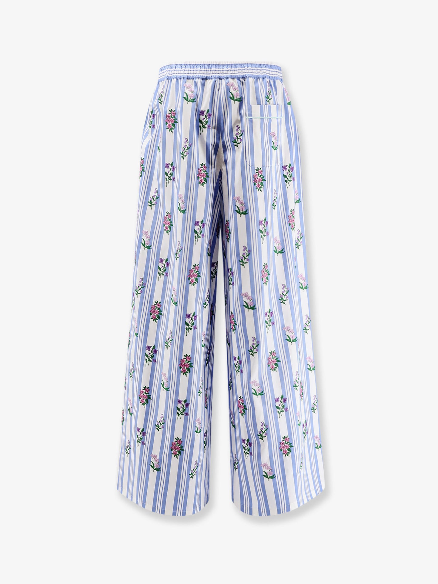 Poplin trousers with multicolor embroidery