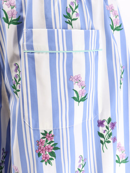 Poplin trousers with multicolor embroidery thumbnail