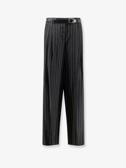 Wool and linen blend trousers with pinstripe pattern thumbnail