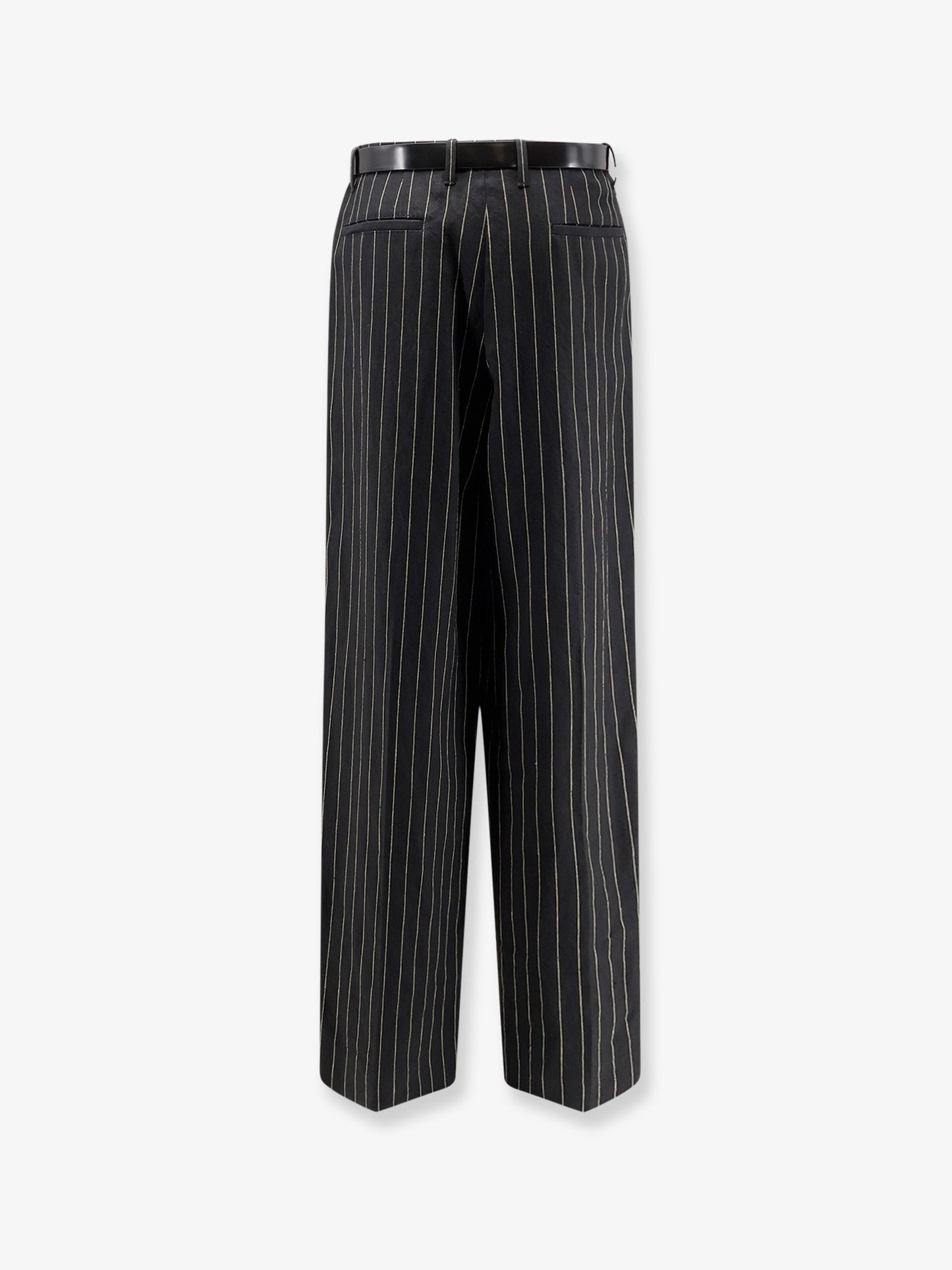 Wool and linen blend trousers with pinstripe pattern