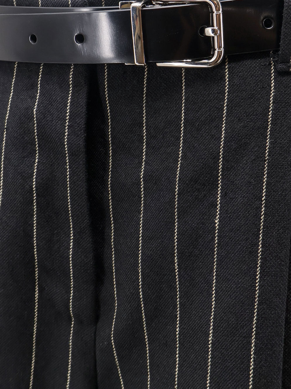 Wool and linen blend trousers with pinstripe pattern